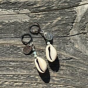 Natural Amazonite Cowrie Seashell Earrings